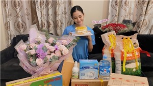 Hoa hậu Tiểu Vy được tặng gạo, nước mắm trong ng&#224;y sinh nhật 