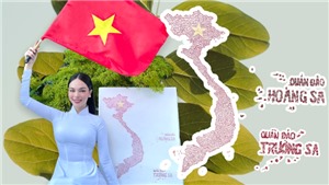 Ho&#224;ng Hương Ly vẽ bản đồ Việt Nam dự thi t&#224;i năng ở Miss Tourism International 2021