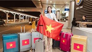Lương Th&#249;y Linh ch&#237;nh thức l&#234;n đường sang Anh thi Miss World 2019