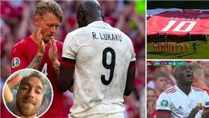 Lukaku kh&#243;c khi trận Bỉ-Đan Mạch tạm dừng để cổ vũ Eriksen