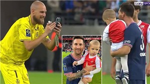 Chụp ảnh c&#249;ng con trai đối thủ, Messi c&#243; khoảnh khắc đ&#225;ng nhớ nhất trận ra mắt PSG