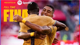  Barcelona 2-0 New York RB: Lewandowski mờ nhạt, Barca thắng nhờ Dembele và Raphinh 